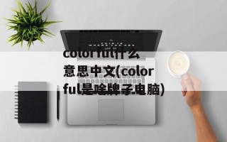 colorful什么意思中文(colorful是啥牌子电脑)