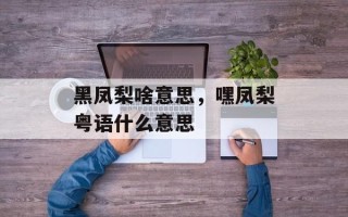 黑凤梨啥意思，嘿凤梨粤语什么意思