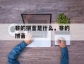 非的拼音是什么，非的拼音