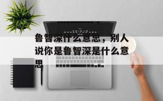鲁智深什么意思，别人说你是鲁智深是什么意思