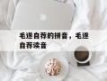 毛遂自荐的拼音，毛遂自荐读音