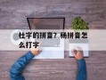 杜字的拼音？杨拼音怎么打字