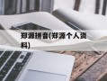 郑源拼音(郑源个人资料)
