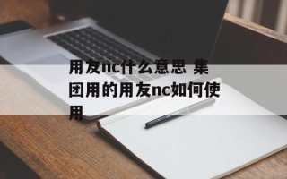 用友nc什么意思 集团用的用友nc如何使用