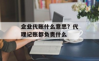 企业代账什么意思？代理记账都负责什么