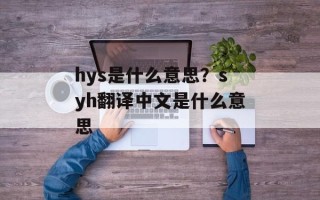hys是什么意思？syh翻译中文是什么意思